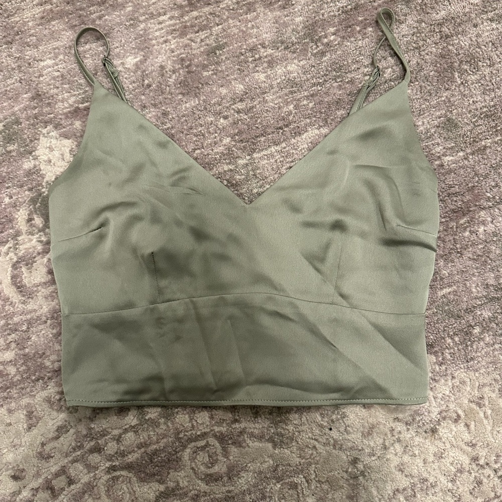 Cropped satin tank top